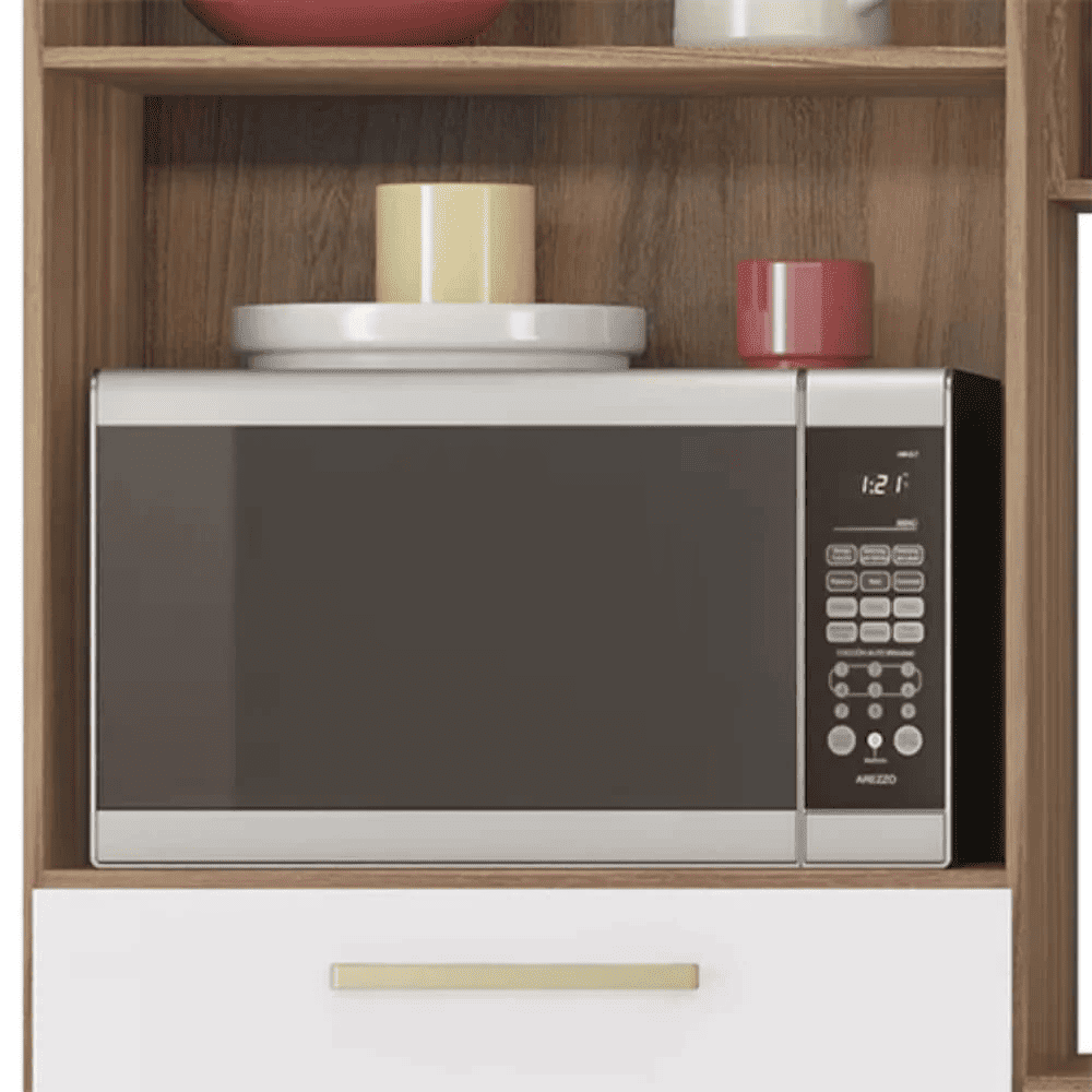 Arm&aacute;rio de Cozinha 6 Portas 2 Gavetas MDP Am&ecirc;ndoa/Branco Dem&oacute;bile Harmonia, , large image number 3